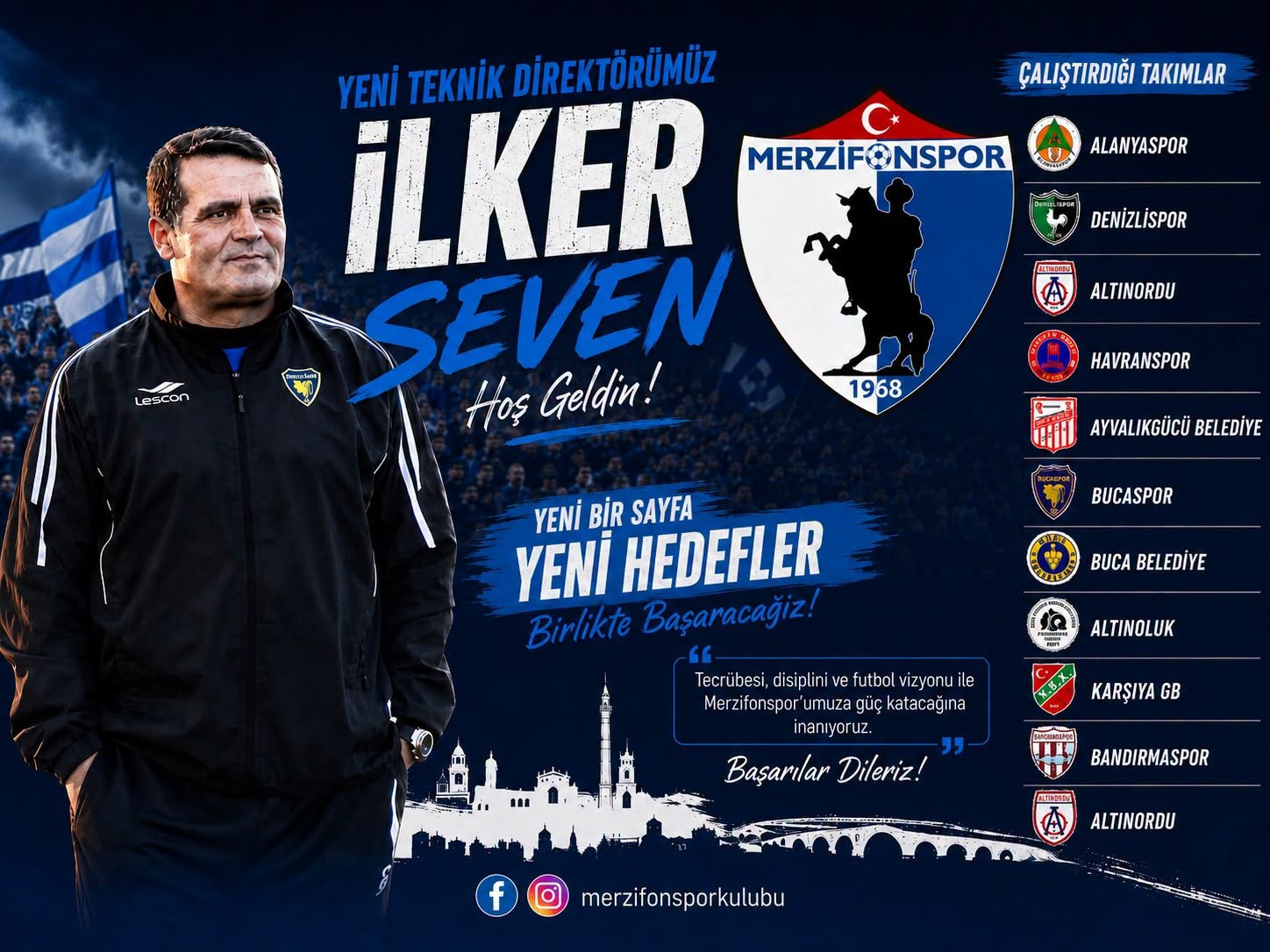 Merzifonspor, Teknik Direktör İlker Seven ile anlaştı